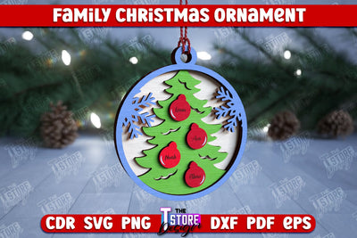 Family Christmas Ornament | Christmas Gift Idea | Christmas Tree Toy | CNC File SVG The T Store Design 