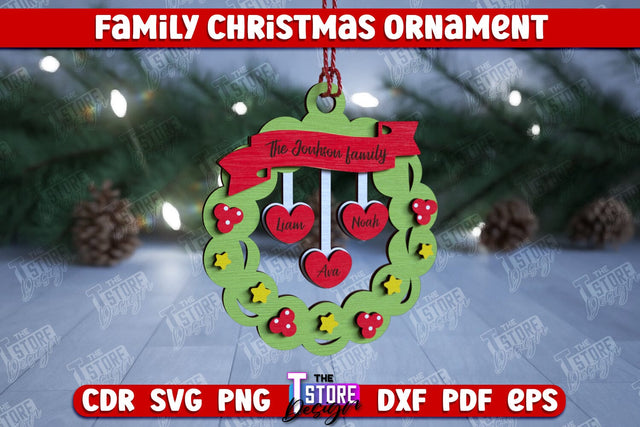 Family Christmas Ornament | Christmas Gift Idea | Christmas Tree Toy | CNC File SVG The T Store Design 