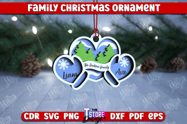 Family Christmas Ornament | Christmas Gift Idea | Christmas Tree Toy | CNC File SVG The T Store Design 