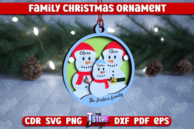 Family Christmas Ornament | Christmas Gift Idea | Christmas Tree Toy | CNC File SVG The T Store Design 
