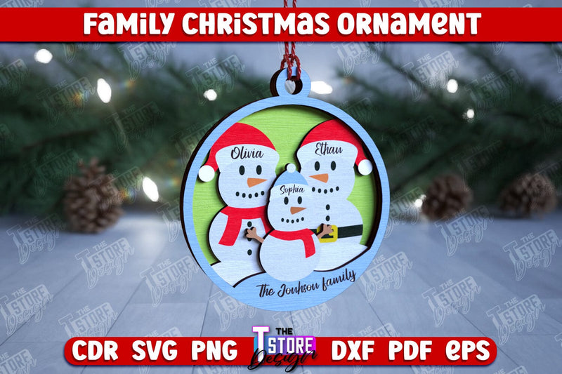 Family Christmas Ornament | Christmas Gift Idea | Christmas Tree Toy | CNC File SVG The T Store Design 