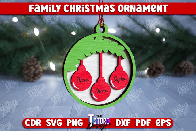 Family Christmas Ornament | Christmas Gift Idea | Christmas Tree Toy | CNC File SVG The T Store Design 