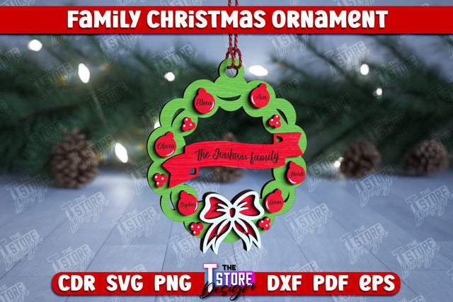 Family Christmas Ornament | Christmas Gift Idea | Christmas Tree Toy | CNC File SVG The T Store Design 