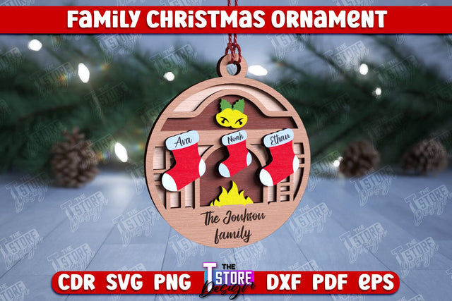 Family Christmas Ornament | Christmas Gift Idea | Christmas Tree Toy | CNC File SVG The T Store Design 