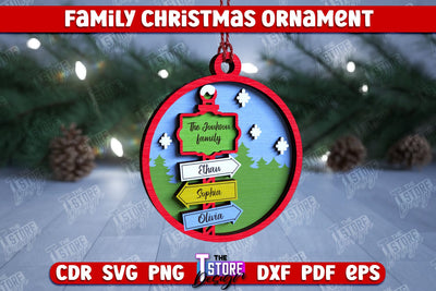 Family Christmas Ornament | Christmas Gift Idea | Christmas Tree Toy | CNC File SVG The T Store Design 