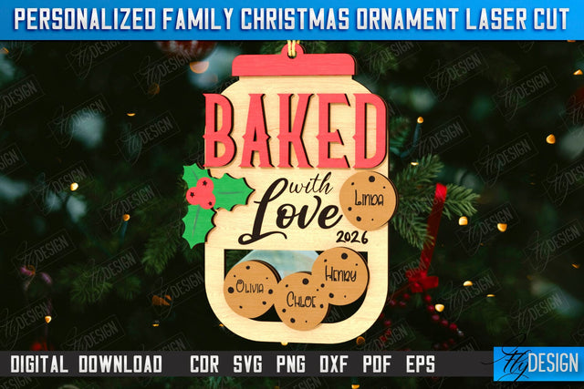 Family Christmas Ornament Laser Cut | Layered Christmas Tree Toy | Christmas Décor | Holidays | Personalized Hanging Tree Toy | CNC File SVG Fly Design 