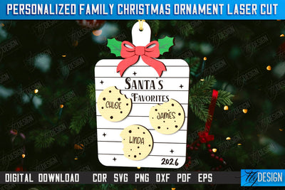 Family Christmas Ornament Laser Cut | Layered Christmas Tree Toy | Christmas Décor | Holidays | Personalized Hanging Tree Toy | CNC File SVG Fly Design 