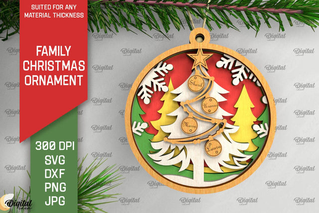 Family Christmas Ornament LaserCut. Christmas Decoration SVG SVG Evgenyia Guschina 