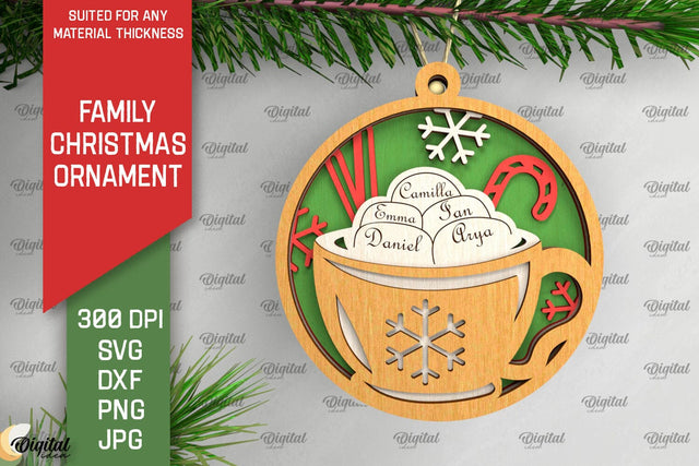 Family Christmas Ornament LaserCut. Christmas Decoration SVG SVG Evgenyia Guschina 