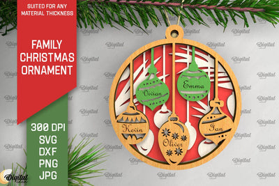 Family Christmas Ornament LaserCut. Christmas Decoration SVG SVG Evgenyia Guschina 