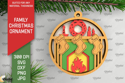 Family Christmas Ornament LaserCut. Christmas Decoration SVG SVG Evgenyia Guschina 