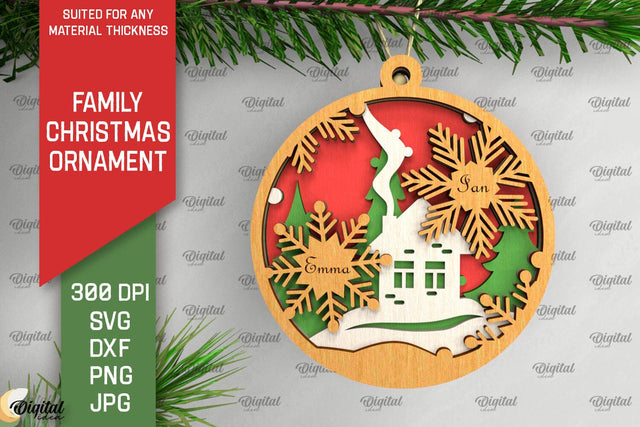 Family Christmas Ornament LaserCut. Christmas Decoration SVG SVG Evgenyia Guschina 