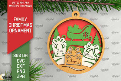 Family Christmas Ornament LaserCut. Christmas Decoration SVG SVG Evgenyia Guschina 