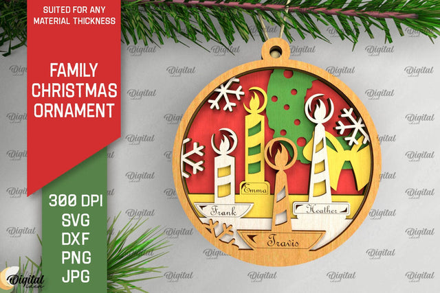 Family Christmas Ornament LaserCut. Christmas Decoration SVG SVG Evgenyia Guschina 