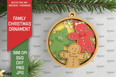 Family Christmas Ornament LaserCut. Christmas Decoration SVG SVG Evgenyia Guschina 