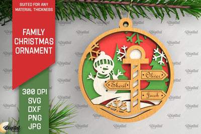 Family Christmas Ornament LaserCut. Christmas Decoration SVG SVG Evgenyia Guschina 