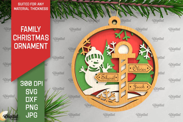 Family Christmas Ornament LaserCut. Christmas Decoration SVG SVG Evgenyia Guschina 