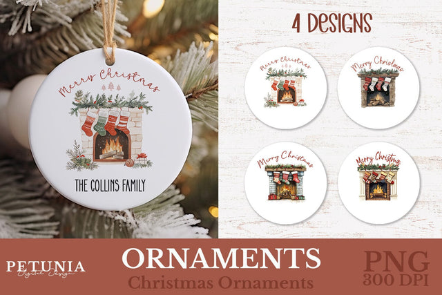 Family Christmas Ornament | Round Christmas Ornament PNG Sublimation Petunia Digital Design 