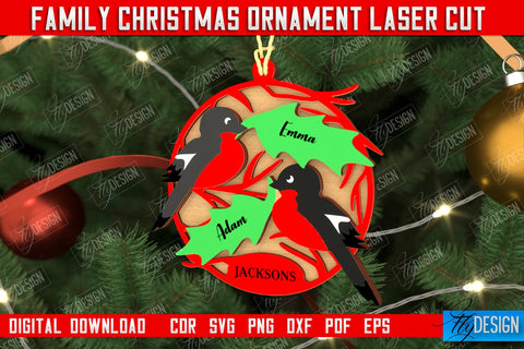 Family Christmas Ornaments Bundle | Christmas Gift Idea | Christmas Tree Toy | CNC Files SVG Fly Design 