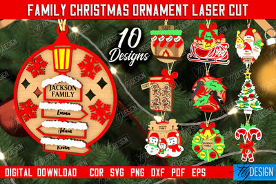 Family Christmas Ornaments Bundle | Christmas Gift Idea | Christmas Tree Toy | CNC Files SVG Fly Design 