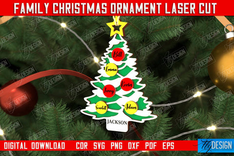 Family Christmas Ornaments Bundle | Christmas Gift Idea | Christmas Tree Toy | CNC Files SVG Fly Design 