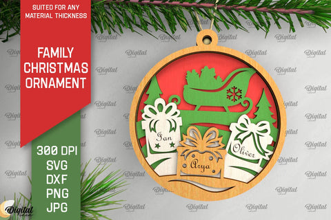 Family Christmas Ornaments Laser Cut Bundle. Christmas SVG SVG Evgenyia Guschina 