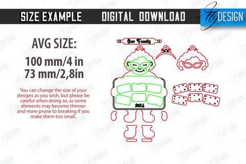 Family Christmas Ornaments Laser Cut Bundle | Layered Christmas Tree Toy | Christmas Décor | Holidays | Personalized Hanging Tree Toy | CNC Files SVG Fly Design 