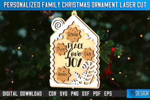 Family Christmas Ornaments Laser Cut Bundle | Layered Christmas Tree Toy | Christmas Décor | Holidays | Personalized Hanging Tree Toy | CNC Files SVG Fly Design 