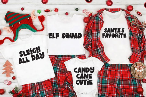 Family Christmas Pajama SVG Set | 5 Sayings / 4 Styles SVG So Fontsy Design Shop 
