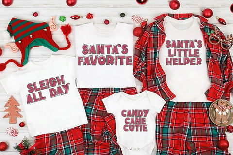 Family Christmas Pajama SVG Set | 5 Sayings / 4 Styles SVG So Fontsy Design Shop 