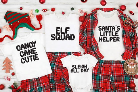 Family Christmas Pajama SVG Set | 5 Sayings / 4 Styles SVG So Fontsy Design Shop 