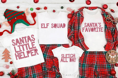 Family Christmas Pajama SVG Set | 5 Sayings / 4 Styles SVG So Fontsy Design Shop 