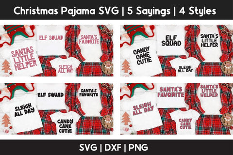 Family Christmas Pajama SVG Set | 5 Sayings / 4 Styles SVG So Fontsy Design Shop 