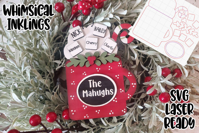 Family Cocoa Cup Ornament Laser SVG SVG Whimsical Inklings 