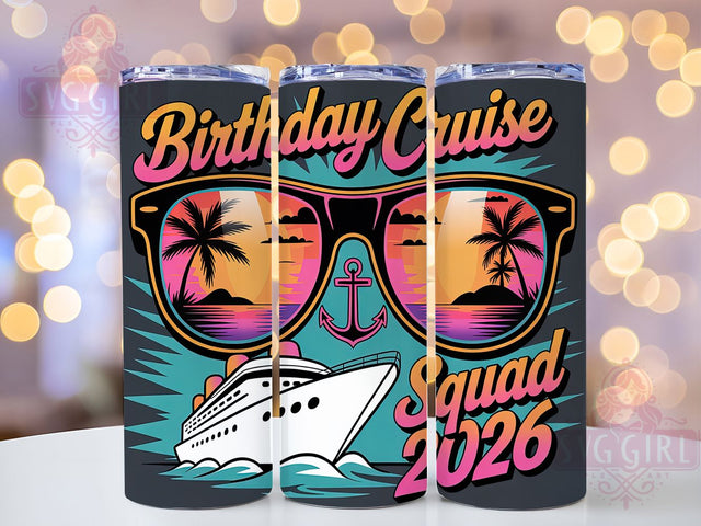 Family Cruise Birthday Squad 20oz Tumbler, Birthday Cruise Squad, Sublimation Wrap, 20oz Tumbler Design, Vacation Gift, PNG Tumbler Wrap, Travel Theme Sublimation SvggirlplusArt 