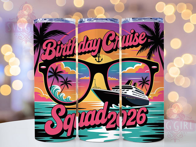 Family Cruise Birthday Squad 20oz Tumbler, Birthday Cruise Squad, Sublimation Wrap, 20oz Tumbler Design, Vacation Gift, PNG Tumbler Wrap, Travel Theme Sublimation SvggirlplusArt 