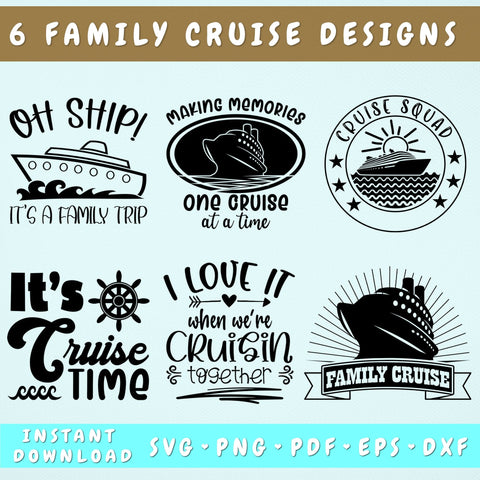Family Cruise SVG Bundle, 6 Designs, I Love It When We're Cruisin Together SVG, Oh Ship It's A Family Trip SVG, PNG SVG HappyDesignStudio 