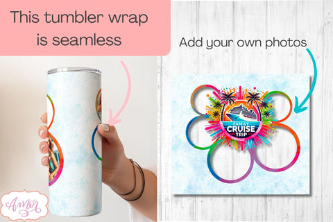 Family cruise trip photo tumbler wrap PNG for Sublimation Sublimation Amorclipart 