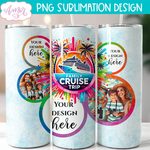 Family cruise trip photo tumbler wrap PNG for Sublimation Sublimation Amorclipart 
