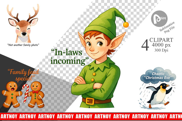 Family Drama Christmas Clipart Sublimation artnoy 