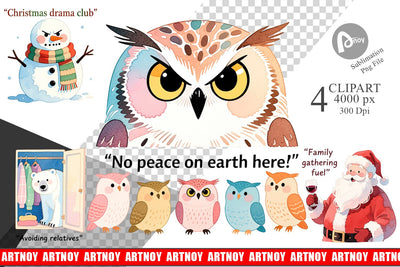 Family Drama Christmas Clipart Sublimation artnoy 