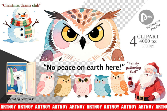 Family Drama Christmas Clipart Sublimation artnoy 