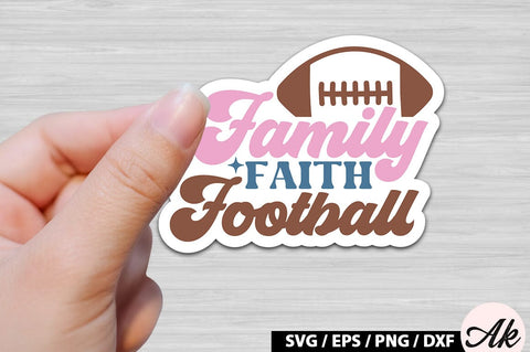 Family faith football Retro Stickers SVG akazaddesign 
