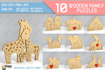 Family Figurines Bundle SVG. Wooden Family Puzzle Laser Cut SVG Evgenyia Guschina 
