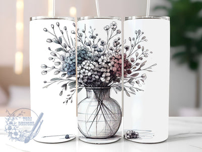 Family Flower Bouquet 20 oz Skinny Tumbler Sublimation Design, Birth Month Flower Tumbler Png, Straight & Tapered Tumbler Wrap, Instant Digital Download Sublimation ToriDesigns 