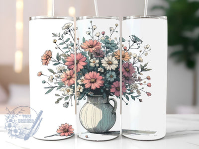 Family Flower Bouquet 20 oz Skinny Tumbler Sublimation Design, Birth Month Flower Tumbler Png, Straight & Tapered Tumbler Wrap, Instant Digital Download Sublimation ToriDesigns 