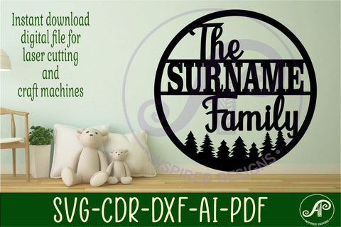 Family forest suname sign svg laser cut template SVG APInspireddesigns 