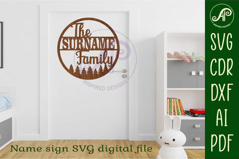 Family forest suname sign svg laser cut template SVG APInspireddesigns 