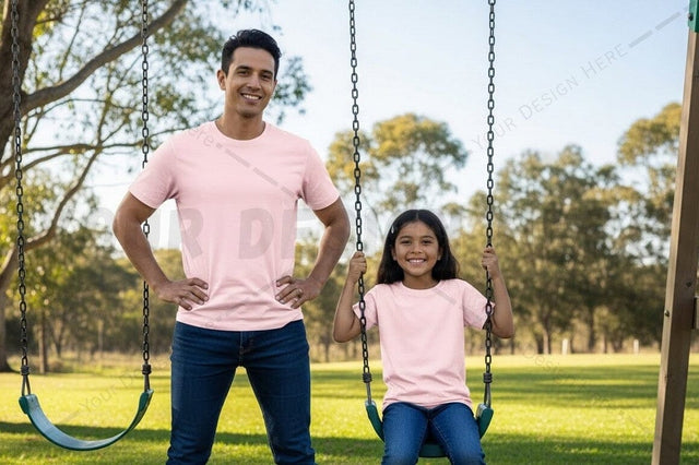 Family fun pink t-shirt mockup design Mock Up Photo Regulrcrative 