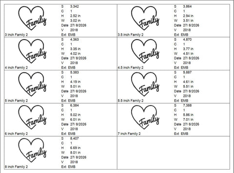 Family Heart Machine Embroidery Design – Family Love Script Heart Embroidery File Embroidery/Applique DESIGNS PatternFeed8 